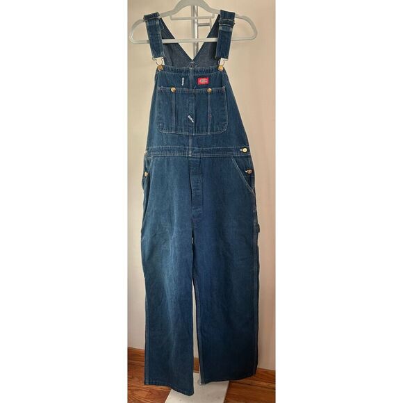 Vintage Dickies Overalls Men 38x30 Blue Denim Work Baggy Distressed Grandpa Y2K - Picture 1 of 10
